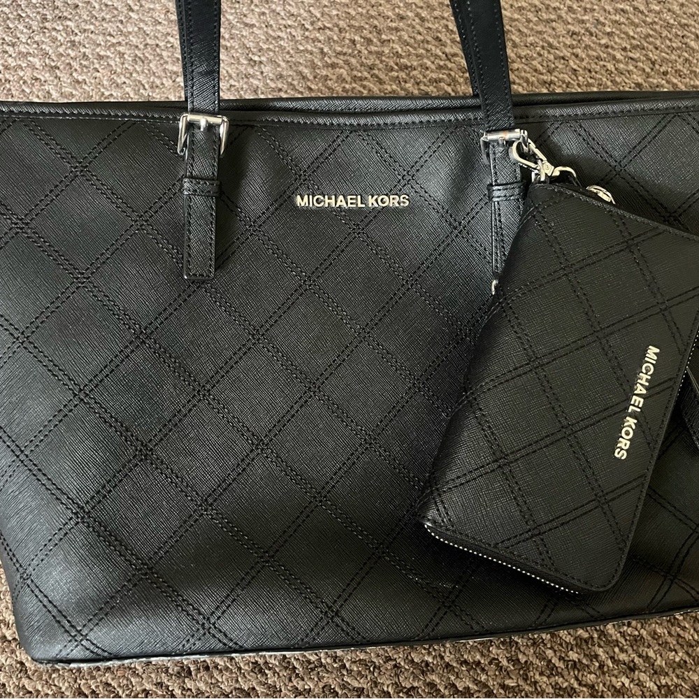 Michael Kohrs Black Wallet and Handbag set